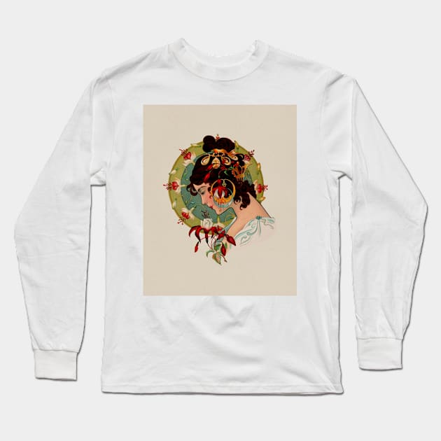 Woman with flowers Long Sleeve T-Shirt by StasiaProducts